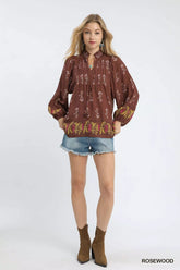 Umgee Floral Boho Peasant Blouse OutfitFlow